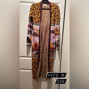 mixed print cardigan